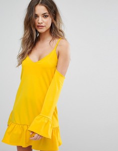 Платье мини с оборкой по краю Boohoo - Желтый