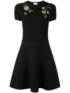 расклешенное платье с цветочной вышивкой Red Valentino