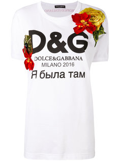 футболка с цветами и логотипом Dolce &amp; Gabbana
