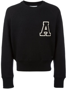CREWNECK SWEATSHIRT A VARSITY PATCH ON CHEST BLACK ON WHITE BACKGR Ami Alexandre Mattiussi