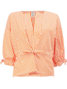 блузка в полоску с V-образным вырезом Maison Rabih Kayrouz
