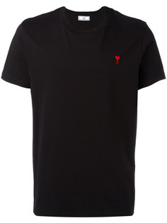 crew neck T-shirt red AMI De Coeur embroidery Ami Alexandre Mattiussi