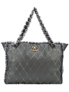 Chanel Grey Calfskin and Tweed Large Tote Bag Chanel Vintage