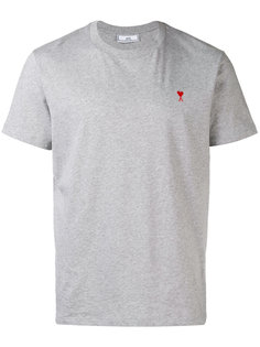 crew neck T-shirt red AMI De Coeur embroidery Ami Alexandre Mattiussi