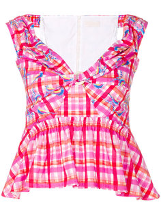 bardot checked bustier blouse Peter Pilotto