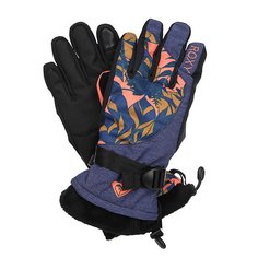 Перчатки сноубордические женские Roxy Merry Go Gloves Amazone Flowers Blue