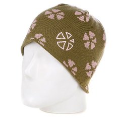 Шапка женская Animal Finch Print Beanie Dusky Green