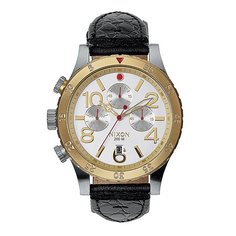 Часы Nixon 48-20 Chrono Leather Silver/Gold/Black