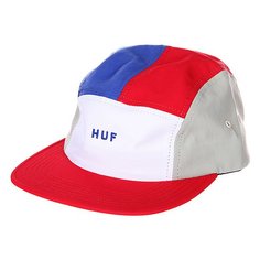 Бейсболка пятипанелька Huf Lo-down Volley Red/White/Blue