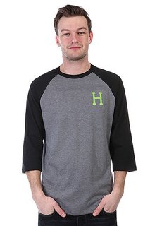 Лонгслив Huf Classic H Raglan Grey Heather/Lime