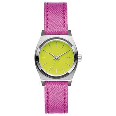 Часы женские Nixon Small Time Teller Leather Neon Yellow/Hot Pink