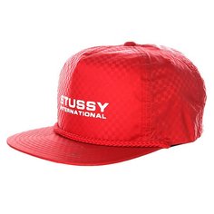 Бейсболка с прямым козырьком Stussy Checkered Nylon Cap Red