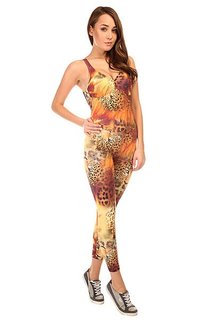 Комбинезон для фитнеса женский CajuBrasil Supplex Overall Multi/Leo/Brown