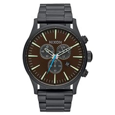 Кварцевые часы Nixon Sentry Chrono All Black/Brass/Brown