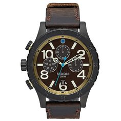 Кварцевые часы Nixon 48-20 Chrono Leather All Black/Brass/Brown