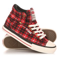 Кеды кроссовки высокие женские British Knights Dee Red/Black/Check
