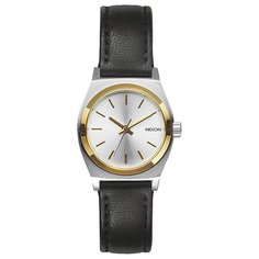 Кварцевые часы женские Nixon Small Time Teller Leather Silver/Gold/Black