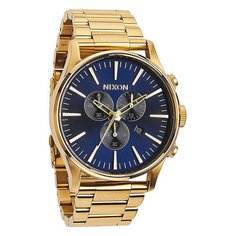 Кварцевые часы Nixon Sentry Chrono Leather Gold/Blue