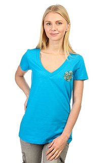 Футболка женская Santa Cruz Poppy Dot V-neck Tee Turquoise