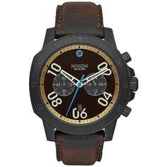 Кварцевые часы Nixon Ranger Leather Black/Goldenrod