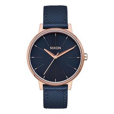 Кварцевые часы женские Nixon Kensington Leather Navy/Rose Gold