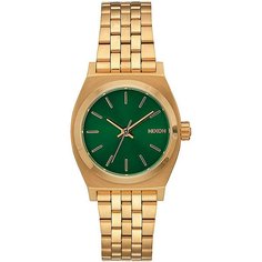Кварцевые часы женские Nixon Small Time Teller Gold/Green Sunray
