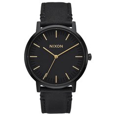 Кварцевые часы Nixon Porter Leather All Black/Gold