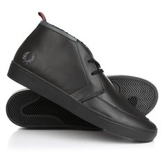 Кеды кроссовки утепленные Fred Perry Shields Mid Leather/Shearling Lining Black