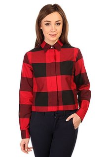 Рубашка в клетку женская Fred Perry Gingham Boxy Shirt Red/Black