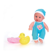 Пупс 20см с твердым телом, с ванночкой и аксессуарами, Карапуз