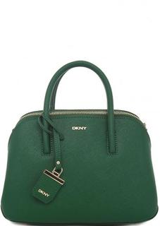 Зеленая кожаная сумка со съемным ремнем Dkny
