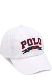Хлопковая бейсболка с логотипом бренда Polo Ralph Lauren