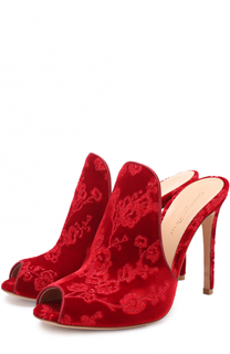 Бархатные мюли Shanghai с вышивкой Gianvito Rossi