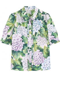 Хлопковая блуза с цветочным принтом и оборками Dolce &amp; Gabbana