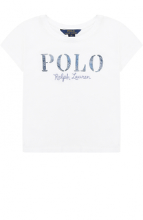 Хлопковая футболка с вышивкой и аппликациями Polo Ralph Lauren