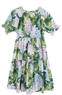 Платье с открытыми плечами и цветочным принтом Dolce &amp; Gabbana
