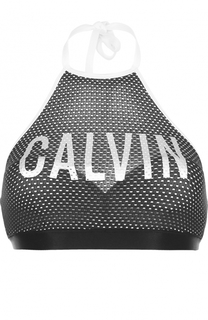 Перфорированный бра с логотипом бренда Calvin Klein