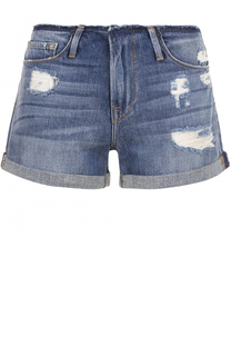 Джинсовые мини-шорты с потертостями Frame Denim