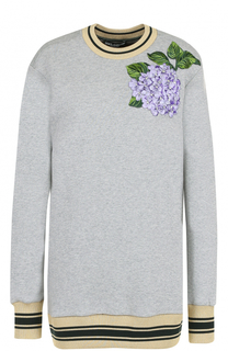 Удлиненный свитшот с цветочной вышивкой Dolce &amp; Gabbana