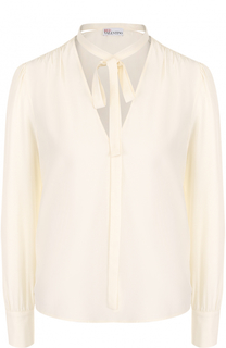 Шелковая блуза прямого кроя с воротником аскот REDVALENTINO
