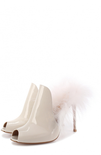 Лаковые мюли Benton с меховой отделкой Gianvito Rossi