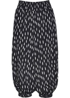 Брюки 7/8 без застежки (черный/белый с рисунком) Bonprix