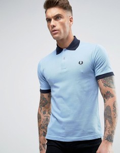 Поло голубого цвета с синим воротником и манжетами Fred Perry REISSUES - Синий