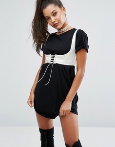 Корсет на шнуровке и косточках PrettyLittleThing - Белый