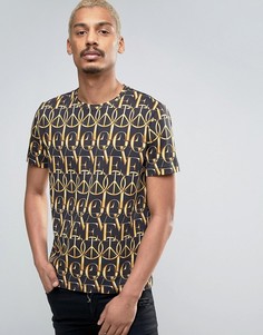 Футболка с золотистым принтом Love Moschino - Черный