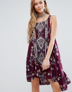 Платье с принтом Free People Ankka Boarder - Фиолетовый