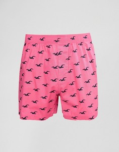 Тканые розовые боксеры с логотипом Hollister - Розовый