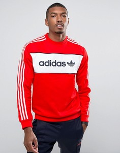 Красный свитшот колор блок с круглым вырезом adidas Originals London Pack BK7804 - Красный