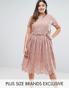 Двухслойное кружевное платье с короткими рукавами Truly You - Розовый