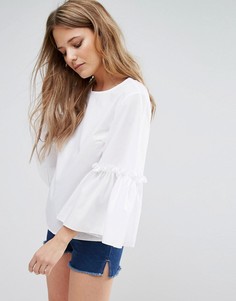 Блузка с расклешенными рукавами Miss Selfridge - Белый